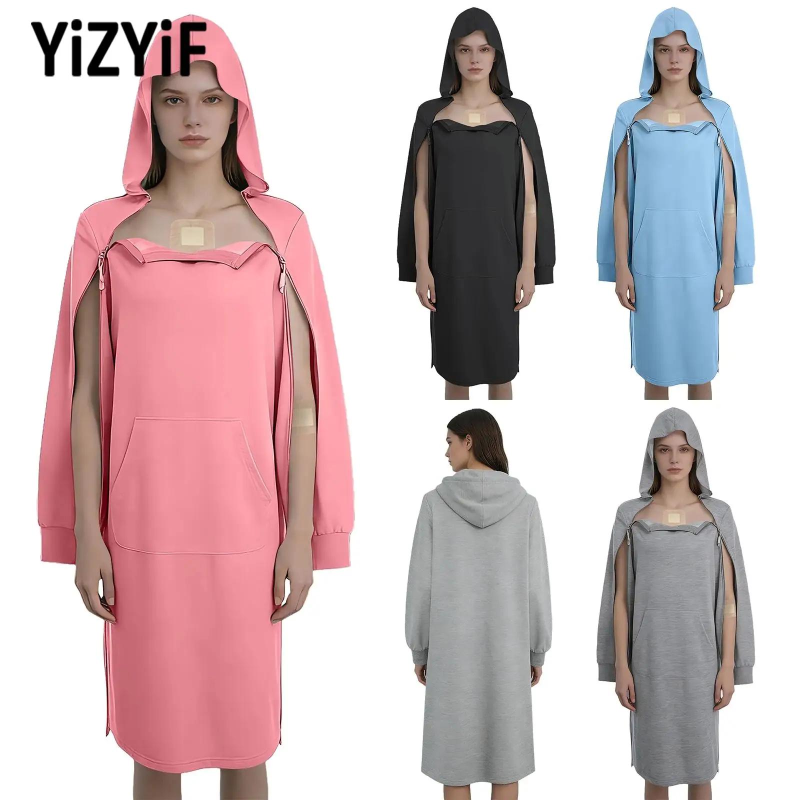 Adult Womens Special Adaptive Recovery Clothing Arm Zipper Long Sleeves Postoperative Hooded Dress with Pocket Casual Daily Wear
Adult Womens Special Adaptive Recovery Clothing Arm Zipper Long Sleeves Postoperative Hooded Dress with Pocket Casual Daily Wear
