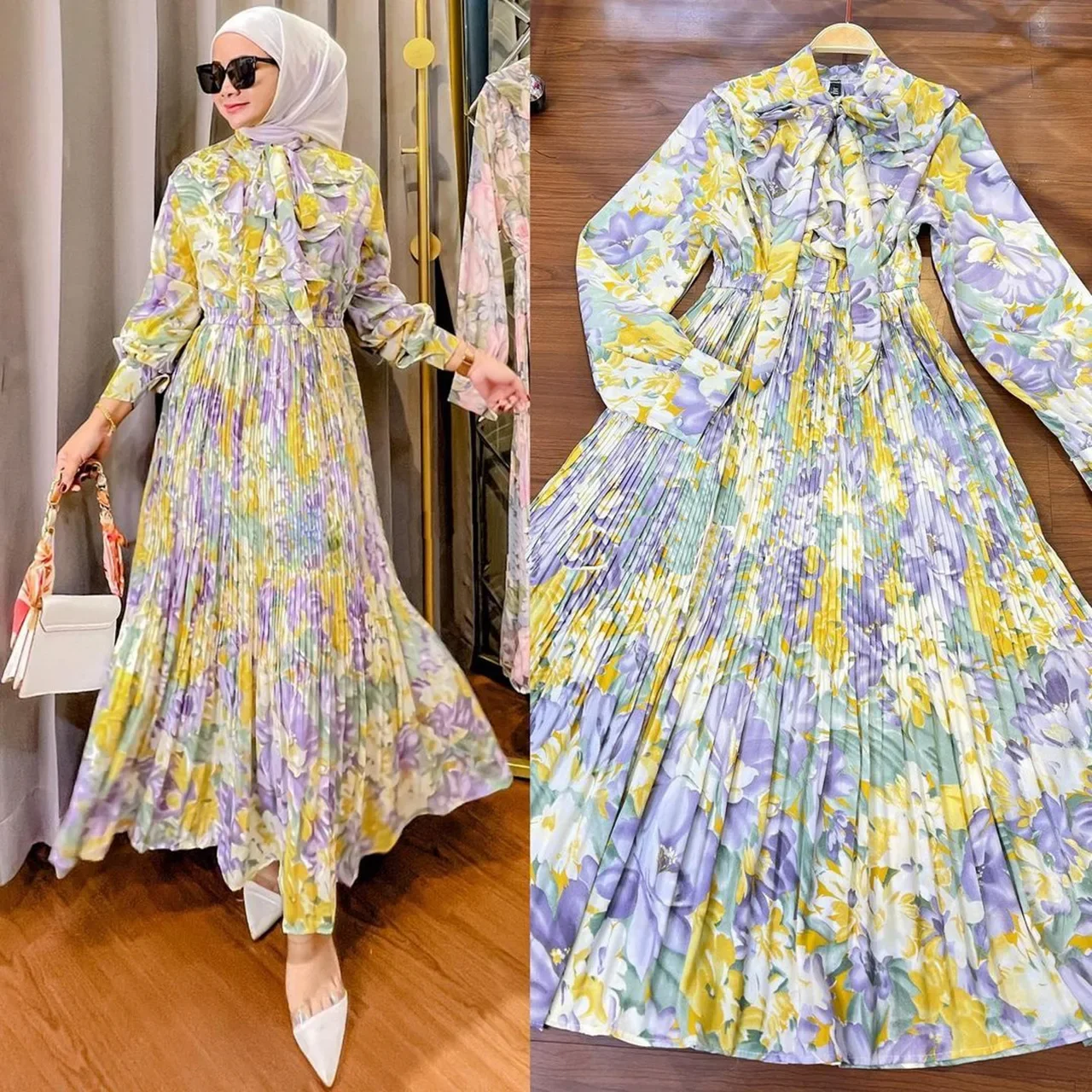 Women Printed Dress Muslim Abaya Southeast Asian Malay Indonesian Ruffled Women Dress Retro Print Pullover Fashion Muslim Dress 
Women Printed Dress Muslim Abaya Southeast Asian Malay Indonesian Ruffled Women Dress Retro Print Pullover Fashion Muslim Dress
