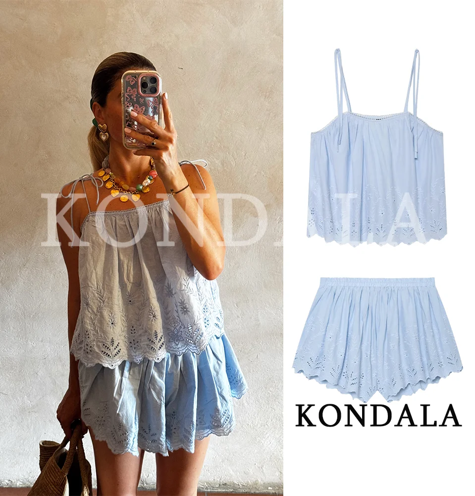 KONDALA Women Elegant Casual Hollow Embroidered Shorts Set New 2026 Summer Trendy Holiday Chic Set Camisole,Elastic Waist Shorts
KONDALA Women Elegant Casual Hollow Embroidered Shorts Set New 2026 Summer Trendy Holiday Chic Set Camisole,Elastic Waist Shorts