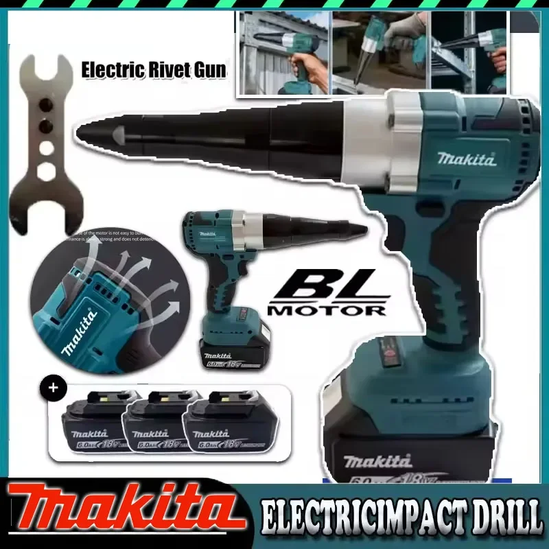 Бесщеточный электрический заклепочник Makita с LED-подсветкой, беспроводной многофункциональный заклепочный пистолет, автоматический инструмент для заклепок, совместимый с аккумулятором Makita 18V.
Бесщеточный электрический заклепочник Makita с LED-подсветкой, беспроводной многофункциональный заклепочный пистолет, автоматический инструмент для заклепок, совместимый с аккумулятором Makita 18V.