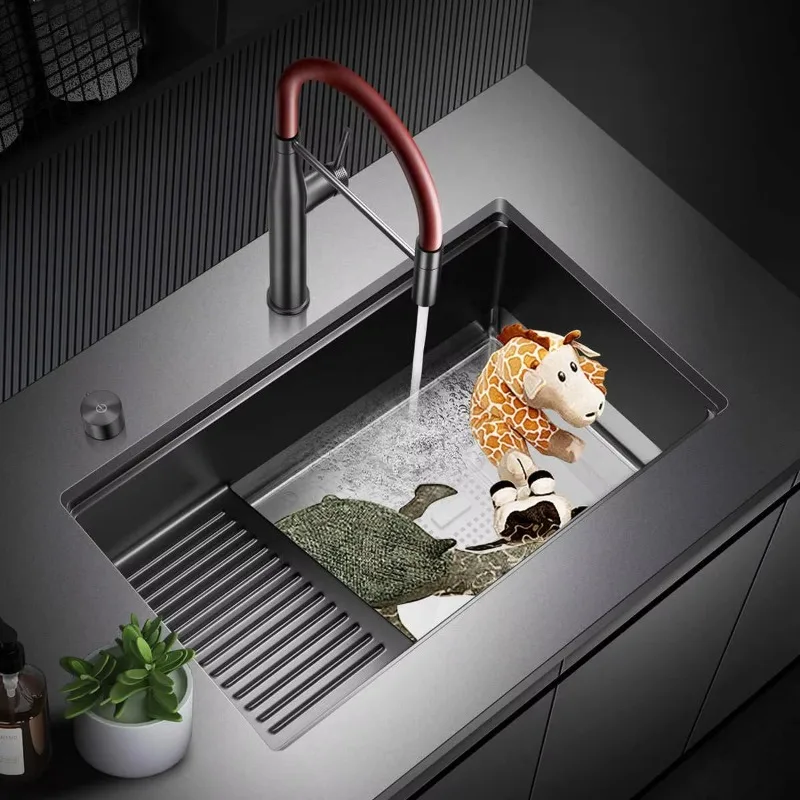 Multifunctional Black Stainless Steel Balcony Sink Bathroom Basin with Console Control and Washboard
Multifunctional Black Stainless Steel Balcony Sink Bathroom Basin with Console Control and Washboard