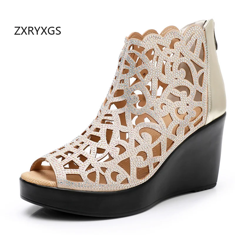 ZXRYXGS Genuine Leather Hole Rhinestone Sandals Fashionable Shoes 2025 Summer Fish Mouth Shoes Woman Wedges Sandals High Heels
ZXRYXGS Genuine Leather Hole Rhinestone Sandals Fashionable Shoes 2025 Summer Fish Mouth Shoes Woman Wedges Sandals High Heels