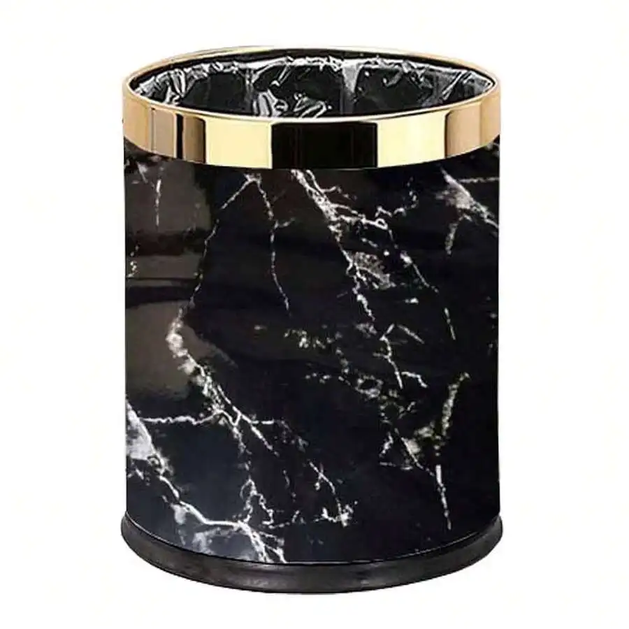 Luxury Marble Pattern Waste Bin With Metal Rim Open Top Round Trash Can For Office Home
Luxury Marble Pattern Waste Bin With Metal Rim Open Top Round Trash Can For Office Home