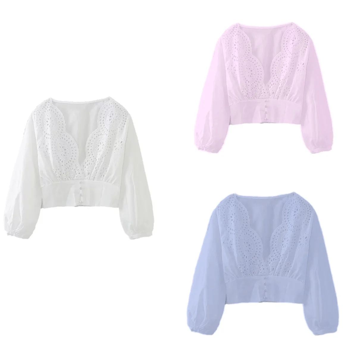 Women's V Neck Lace Top Embroidery Skeleton Sculpted Long Sleeve Short Top White Round Neck Top Sexy Fashion 2024
Women's V Neck Lace Top Embroidery Skeleton Sculpted Long Sleeve Short Top White Round Neck Top Sexy Fashion 2024
