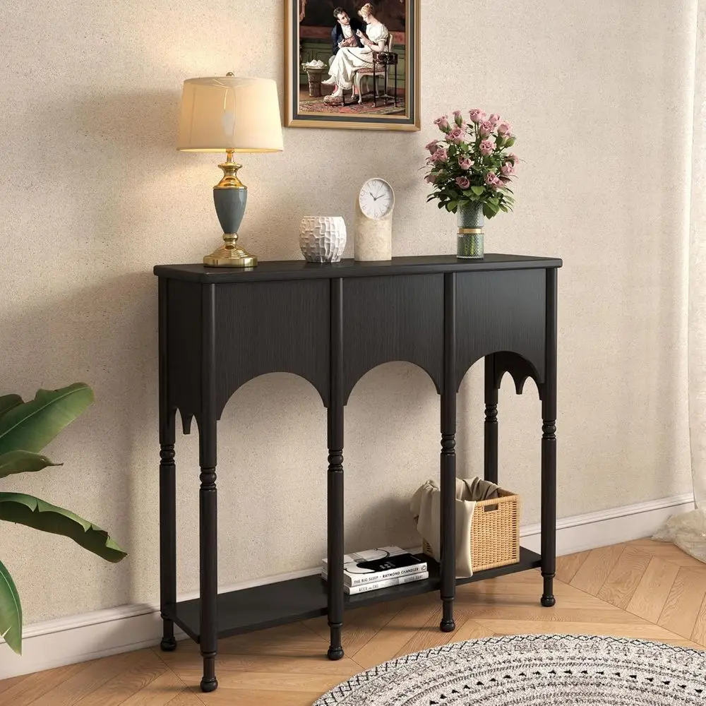 Vintage 40 Storage Console Table, Wooden Sofa Table with Stylish Legs, Suitable for Entryway, Living Room, Hallway in Black
Vintage 40 Storage Console Table, Wooden Sofa Table with Stylish Legs, Suitable for Entryway, Living Room, Hallway in Black