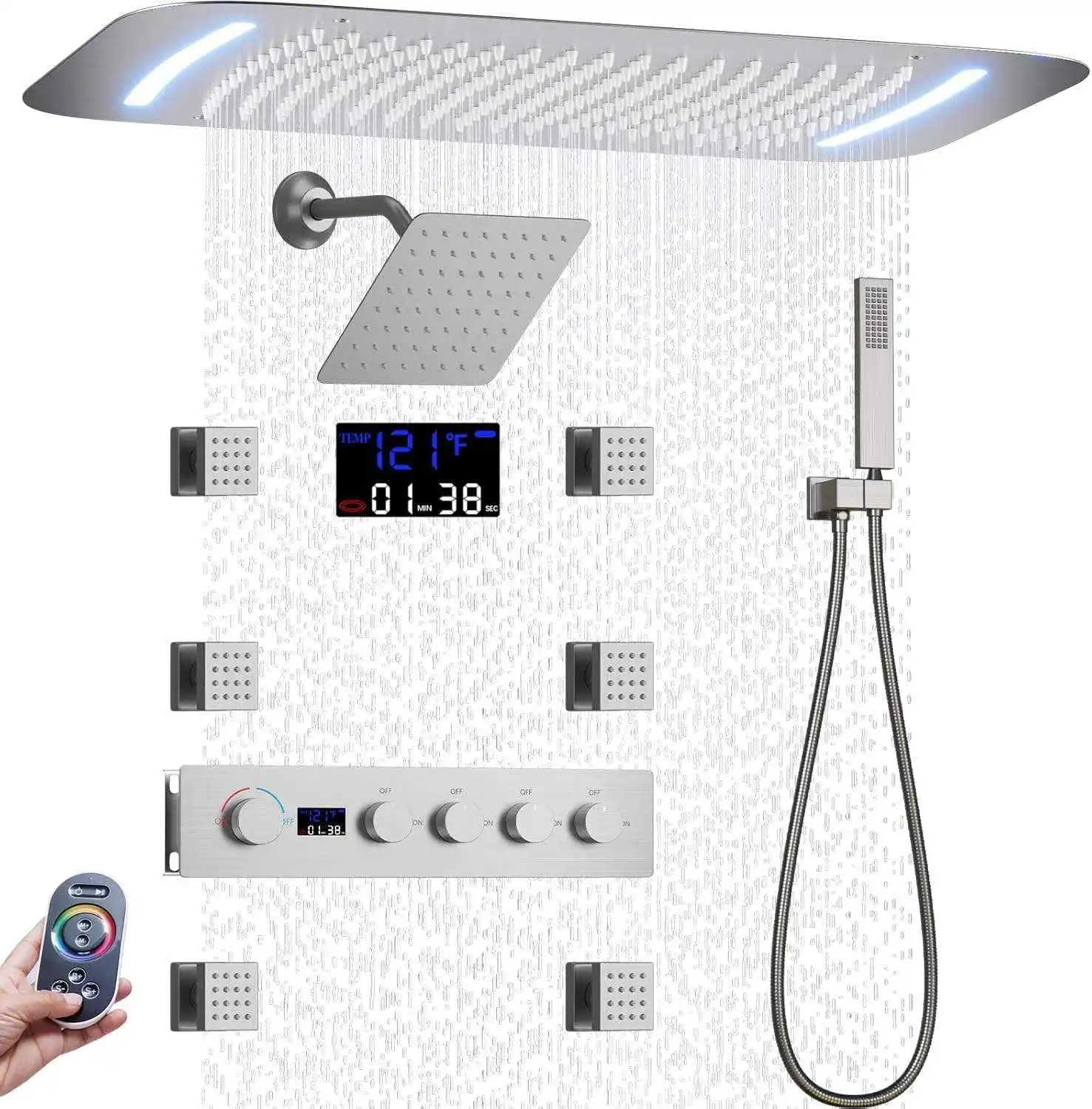 Constant Temperature Wall Mounted Shower System Dual Rain Shower Head LED Digital Shower Head Set
Constant Temperature Wall Mounted Shower System Dual Rain Shower Head LED Digital Shower Head Set