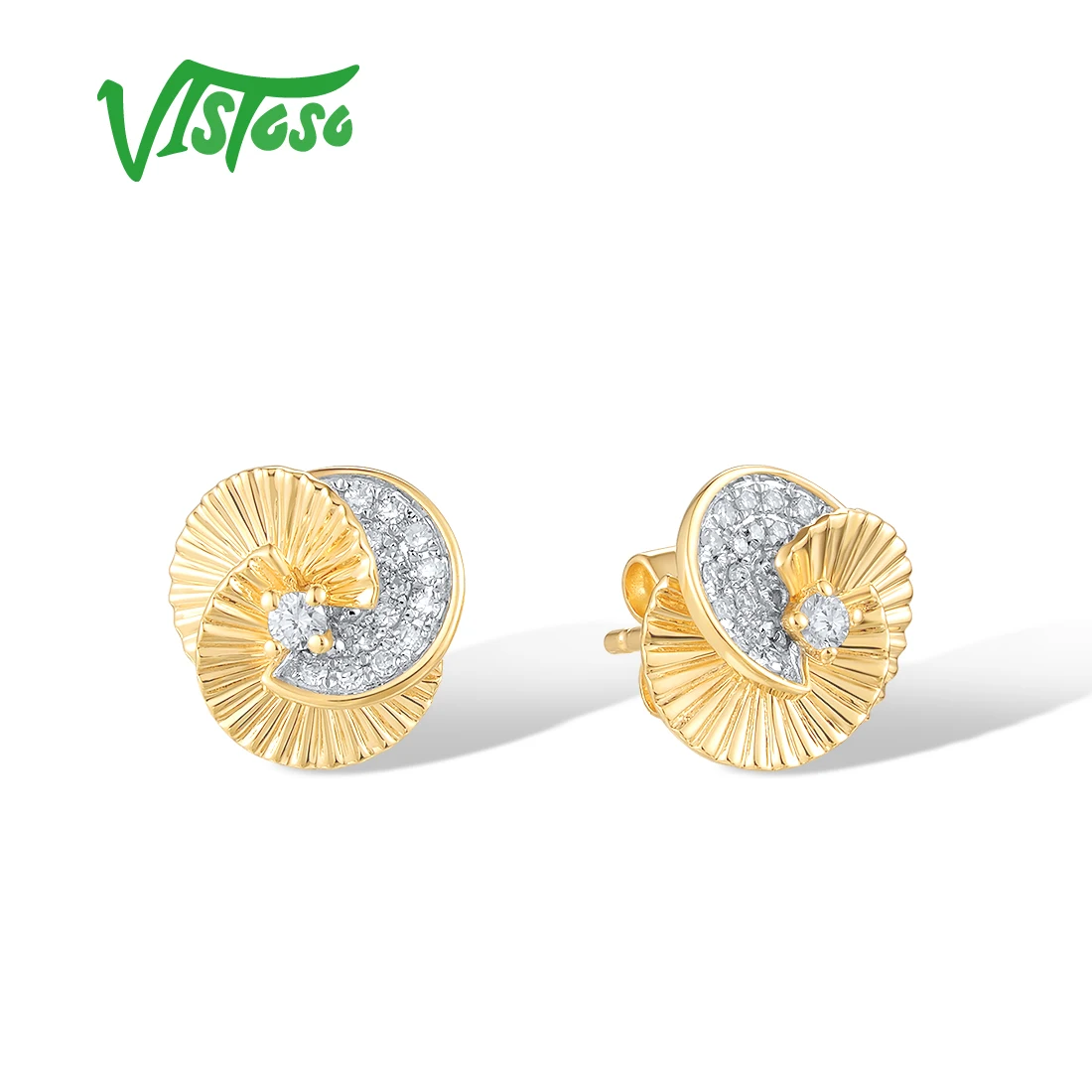 VISTOSO Real 14K 585 Yellow Gold Stud Earrings For Women Sparkling Diamonds Trendy Twisted Flower Wedding Party Fine Jewelry
VISTOSO Real 14K 585 Yellow Gold Stud Earrings For Women Sparkling Diamonds Trendy Twisted Flower Wedding Party Fine Jewelry