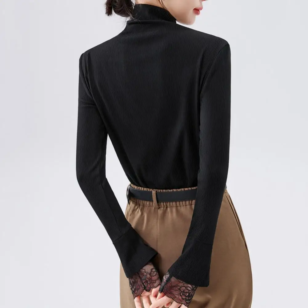 Long Sleeve Tops Elegant Lace Cuff Long Sleeve Shirt for Women Slim Fit High Collar Jumper Top Solid Color Bottoming Blouse Slim
Long Sleeve Tops Elegant Lace Cuff Long Sleeve Shirt for Women Slim Fit High Collar Jumper Top Solid Color Bottoming Blouse Slim
