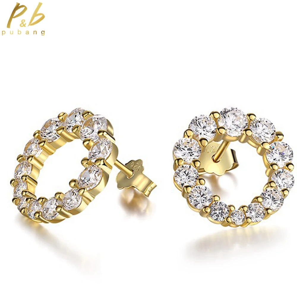 PuBang Fine Jewelry Full Gemstone Stud Earrings for Women Wedding Gift 100% 925 Sterling Silver Created Moissanite Free Shipping
PuBang Fine Jewelry Full Gemstone Stud Earrings for Women Wedding Gift 100% 925 Sterling Silver Created Moissanite Free Shipping
