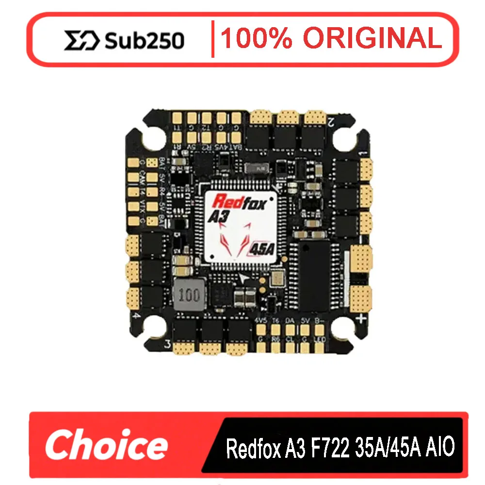 Sub250 Redfox A3 F722 35A/45A AIO FC - High-Performance for DollyFly25/Micro Quadcopter Drone Upgrades
Sub250 Redfox A3 F722 35A/45A AIO FC - High-Performance for DollyFly25/Micro Quadcopter Drone Upgrades