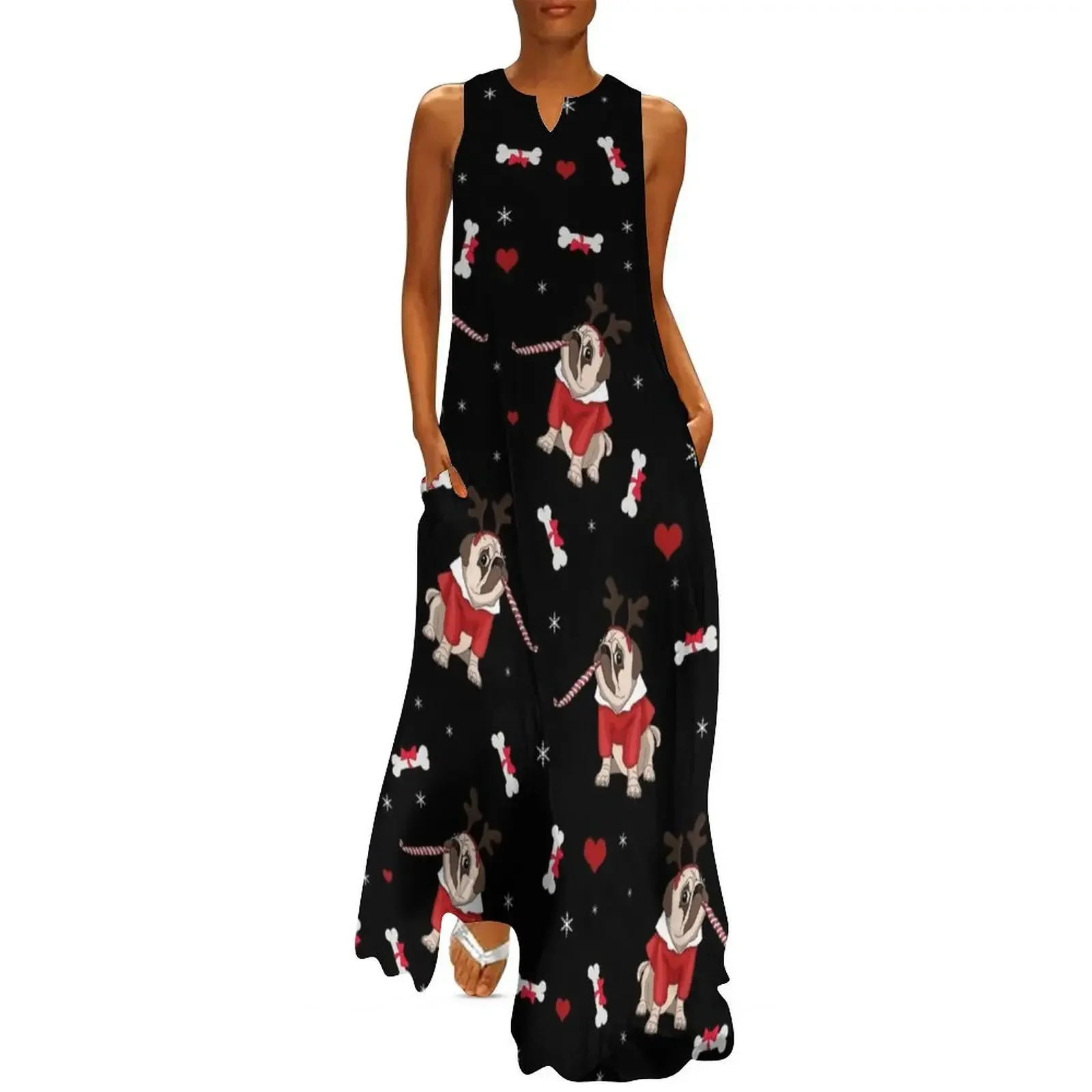 Pug Xmas Pattern Long Dress elegant party dress for women 2025 clothes for women summer clothes for women Dress
Pug Xmas Pattern Long Dress elegant party dress for women 2025 clothes for women summer clothes for women Dress