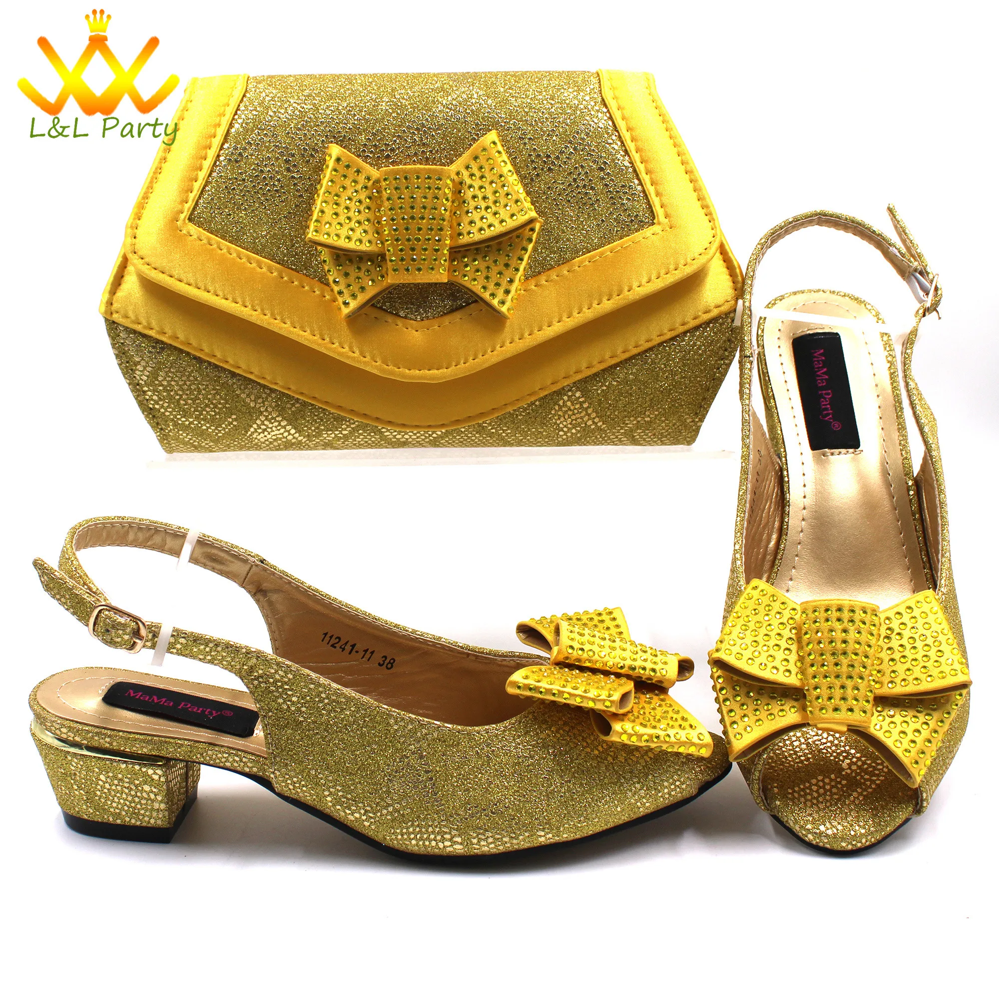 2024 Classics Fashion New Arrivals African Women Shoes and Bag to Match in Gold Color High Quality Sandals for Wedding
2024 Classics Fashion New Arrivals African Women Shoes and Bag to Match in Gold Color High Quality Sandals for Wedding