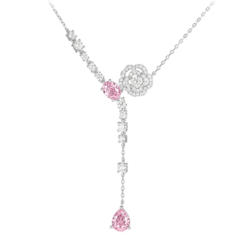 Cameo Pendant Chain 925 Silver Synthetic Zirconia Swee Pink Water Drop White Flower Y-shaped Necklace Girl's Gift
Cameo Pendant Chain 925 Silver Synthetic Zirconia Swee Pink Water Drop White Flower Y-shaped Necklace Girl's Gift