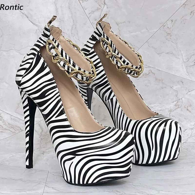Rontic Handmade Women Spring Pumps Platform Sexy Stiletto Heels Round Toe Black Zebra Party Shoes US Plus Size 5-20
Rontic Handmade Women Spring Pumps Platform Sexy Stiletto Heels Round Toe Black Zebra Party Shoes US Plus Size 5-20