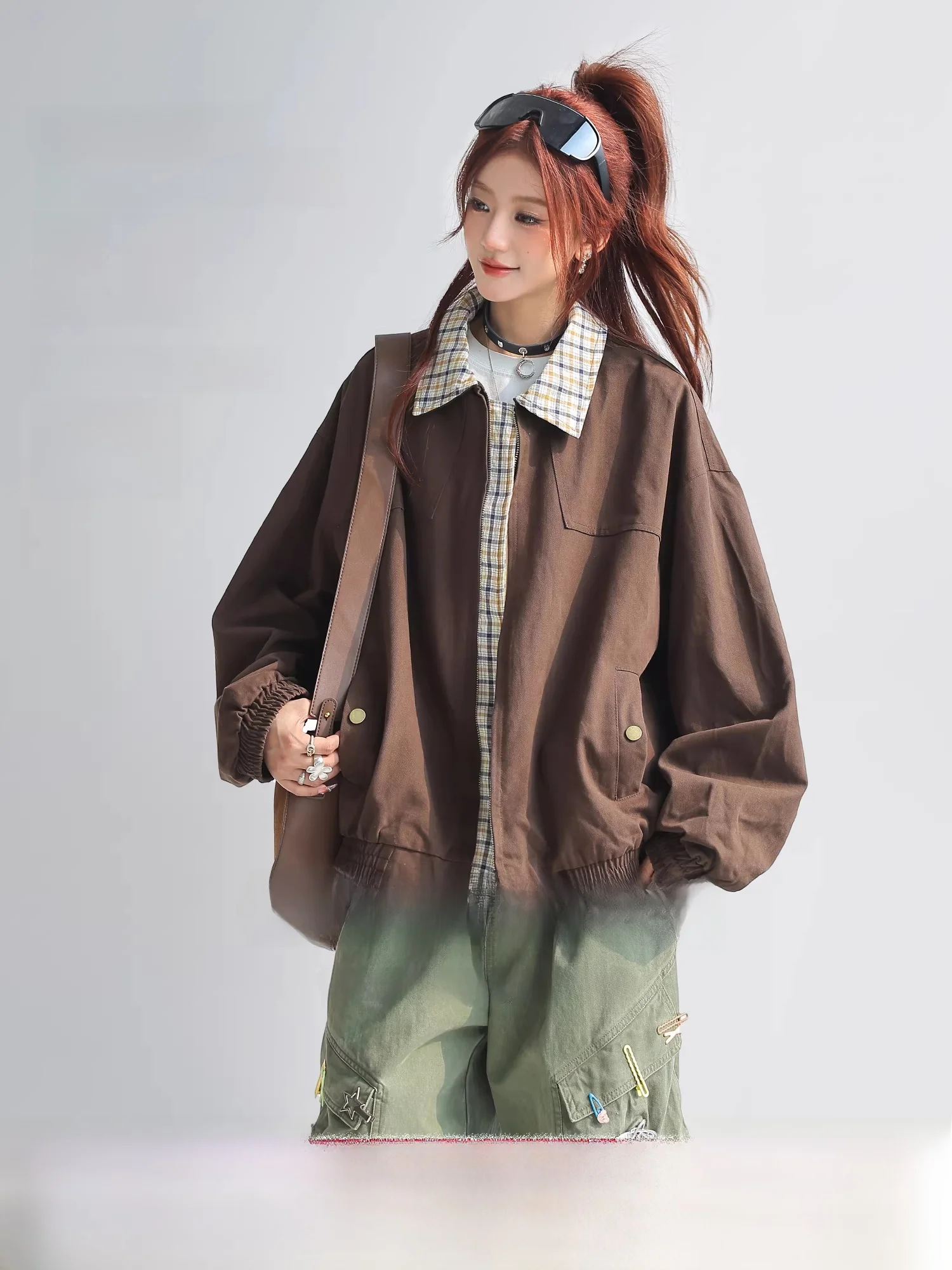 Spring Autumn Plaid Jaet Women's Design Loose Collar Patchwork Outerwear Barn Sle Cotton Polyester Blend Long Sve
Spring Autumn Plaid Jaet Women's Design Loose Collar Patchwork Outerwear Barn Sle Cotton Polyester Blend Long Sve