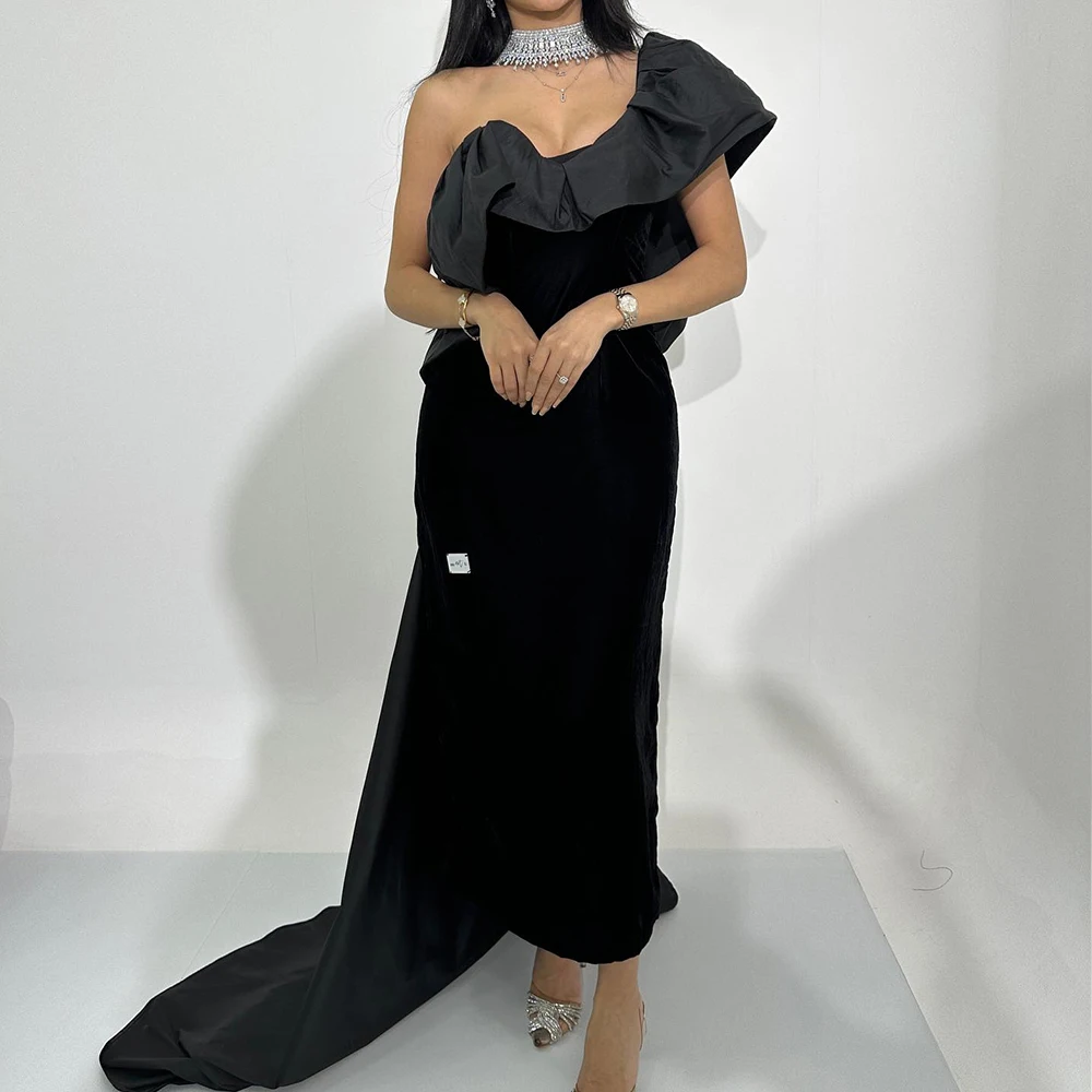 Customized Jersey Straight One Shoulder Evening Dress Strapless Floor Length Sleeveless Panel Train Black Vestidos de
Customized Jersey Straight One Shoulder Evening Dress Strapless Floor Length Sleeveless Panel Train Black Vestidos de