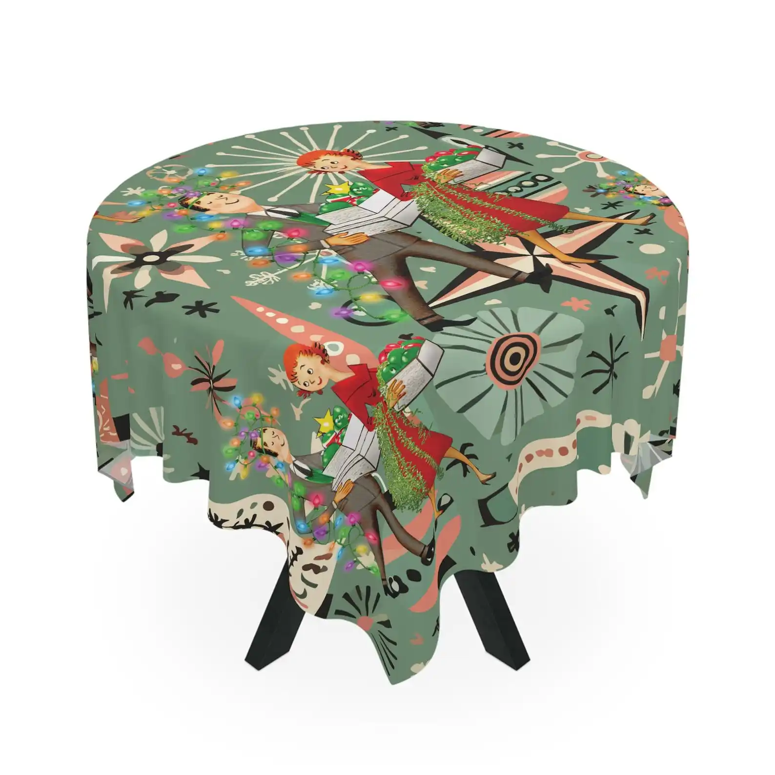 Retro 1950s Kitsch Christmas Square Tablecloth - Mid Century Modern Holiday Festive Kitchen Table Cover
Retro 1950s Kitsch Christmas Square Tablecloth - Mid Century Modern Holiday Festive Kitchen Table Cover
