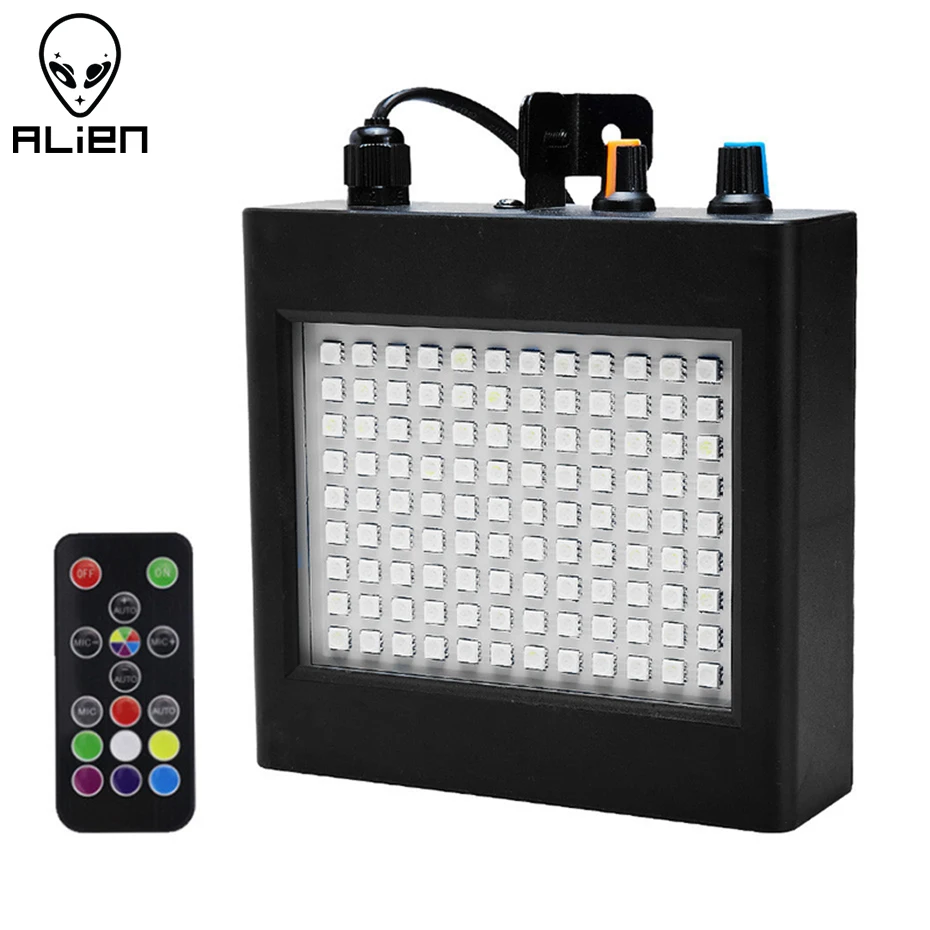 ALIEN Remote 108 светодиодный RGB стробоскоп сценический эффект освещения звуковая активация клубная дискотека вечеринка DJ праздник с регулируемым управлением скоростью
ALIEN Remote 108 светодиодный RGB стробоскоп сценический эффект освещения звуковая активация клубная дискотека вечеринка DJ праздник с регулируемым управлением скоростью