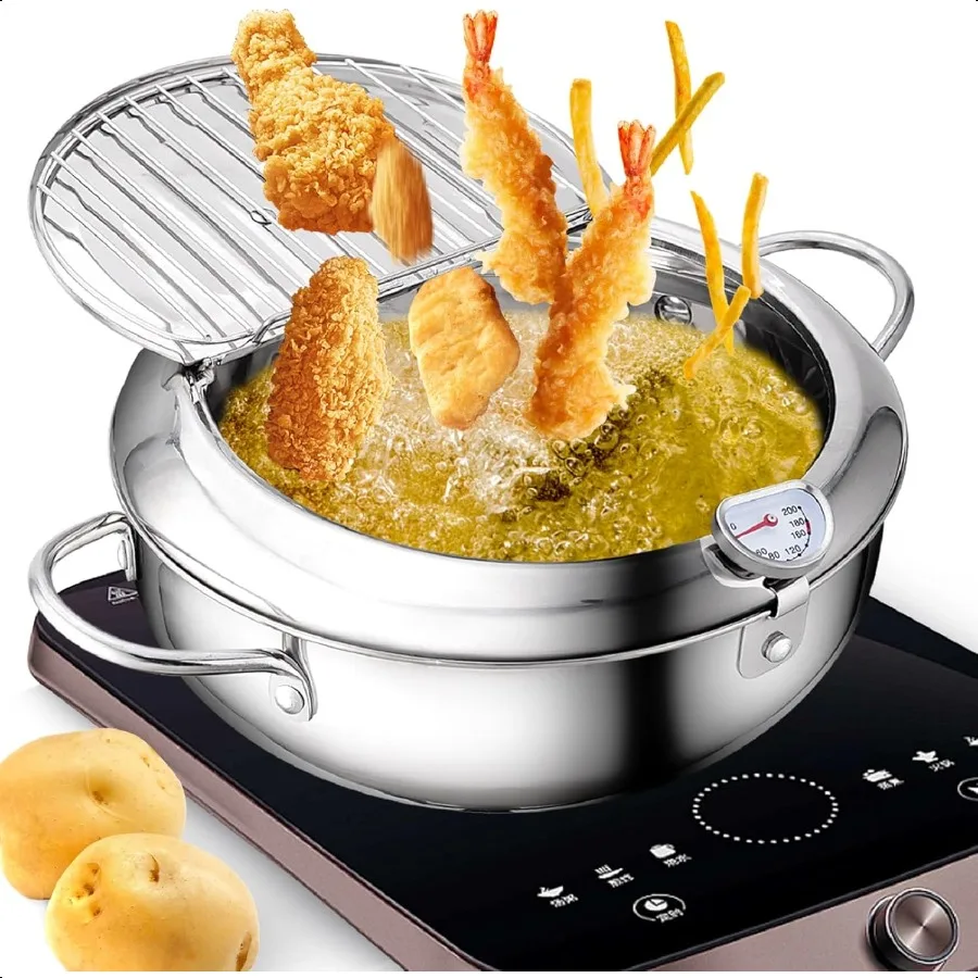 3.4L 9.4inch 24cm Deep Fryer Pot Japanese Style 304 Stainl Steel Deep Fryer for Oil Recycling Deep Fryer Pot with Temperature G
3.4L 9.4inch 24cm Deep Fryer Pot Japanese Style 304 Stainl Steel Deep Fryer for Oil Recycling Deep Fryer Pot with Temperature G
