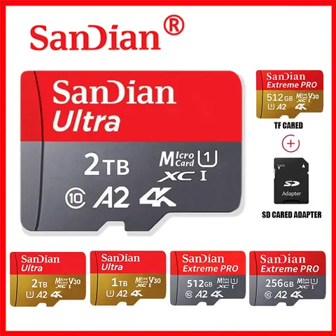 Original 2TB 1TB SanDian Ultra Card SD/TF Flash Memory Card 256/512GB Micro SD Card High Speed for Phone/Drone/Handheld Device