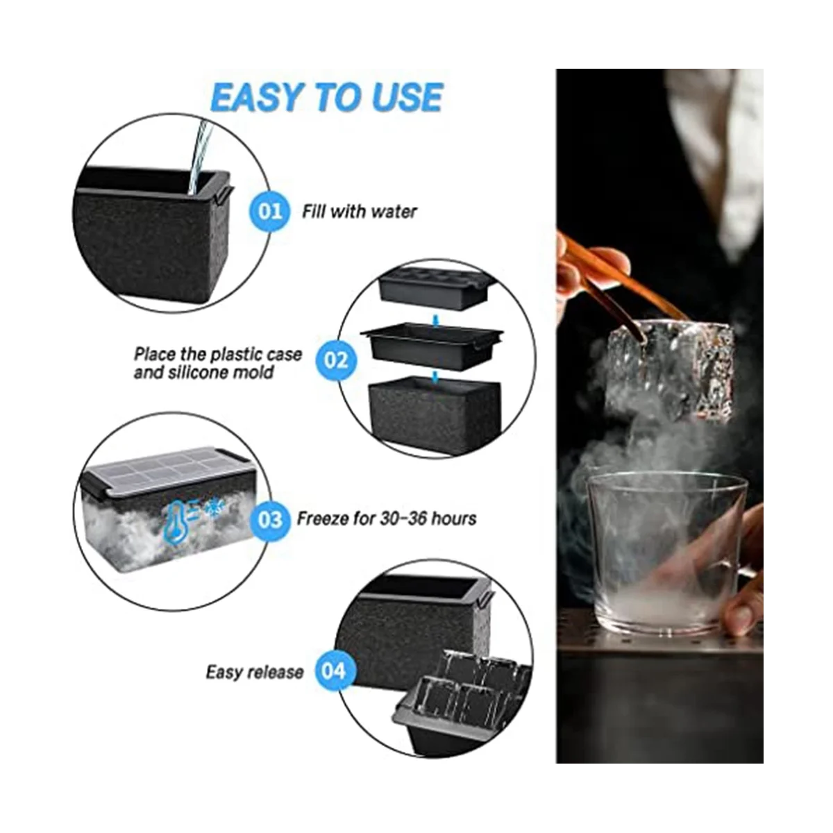 Clear Ice Maker, Clear Ice Square Tray Make 8 Big Square Ice Square, Crystal Clear Ice Square Maker for Cocktails
Clear Ice Maker, Clear Ice Square Tray Make 8 Big Square Ice Square, Crystal Clear Ice Square Maker for Cocktails
