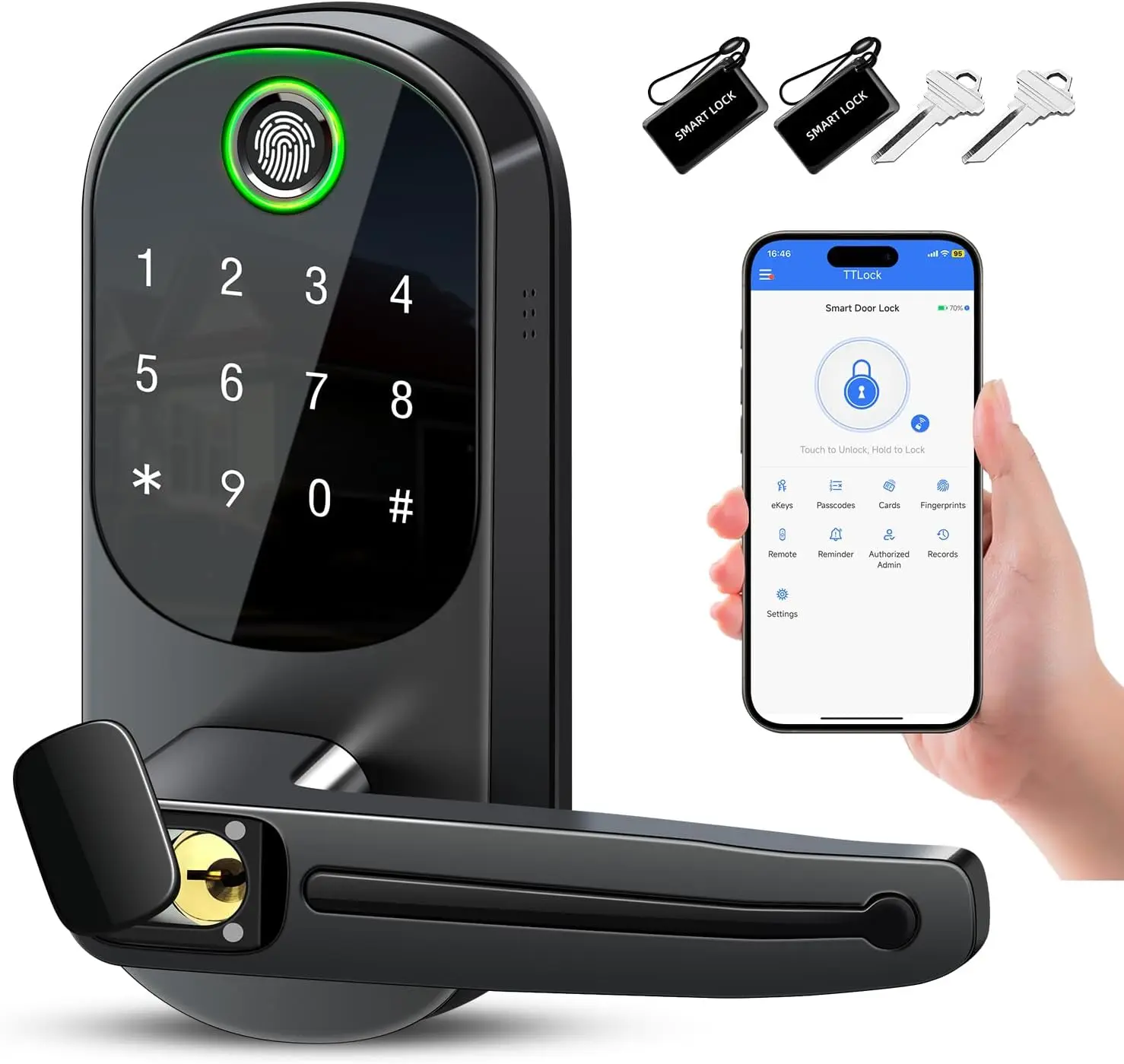Smart Keyless Entry Door Lock with Fingerprint, App Control, Auto-Locking for Front Doors
Smart Keyless Entry Door Lock with Fingerprint, App Control, Auto-Locking for Front Doors