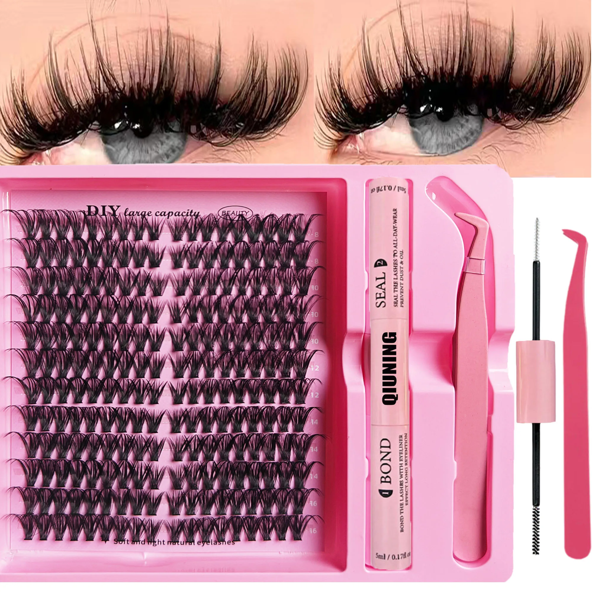 QIUNING Eyelash Clusters Kit Fluffy Individual Lashes Lash Bond and Seal and Remover Faux Mink Lashes Eyelash Extension DIY
QIUNING Eyelash Clusters Kit Fluffy Individual Lashes Lash Bond and Seal and Remover Faux Mink Lashes Eyelash Extension DIY