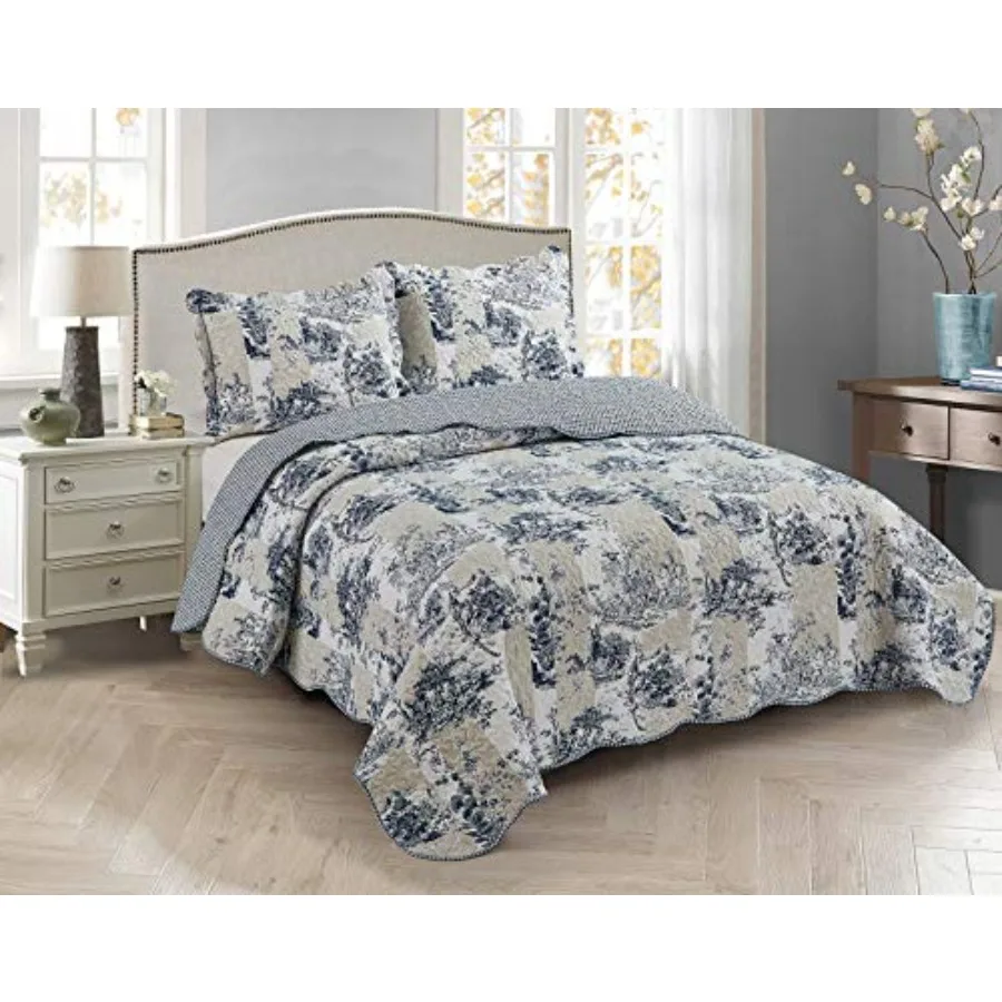 Комплект из 3 предметов: стеганое покрывало Blue Toile с бежевыми и цветными вставками, 2 наволочки, двустороннее, мягкое, легкое, всесезонное.
Комплект из 3 предметов: стеганое покрывало Blue Toile с бежевыми и цветными вставками, 2 наволочки, двустороннее, мягкое, легкое, всесезонное.