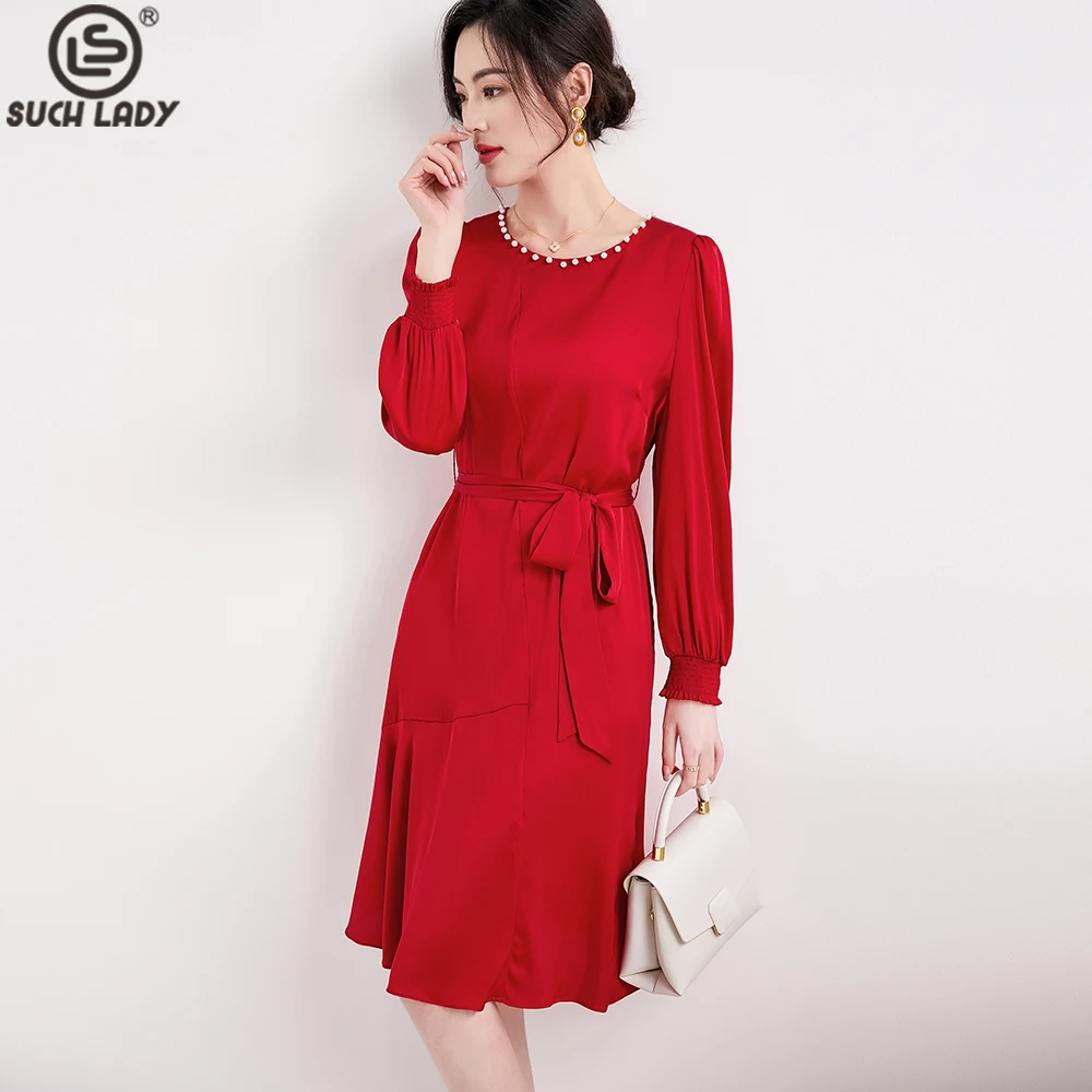 19mu 92.3% Natural Silk, 7% Spandex Women's Dresses O Neck Beaded Lace Up Elegant VestidosDeisgner
19mu 92.3% Natural Silk, 7% Spandex Women's Dresses O Neck Beaded Lace Up Elegant VestidosDeisgner