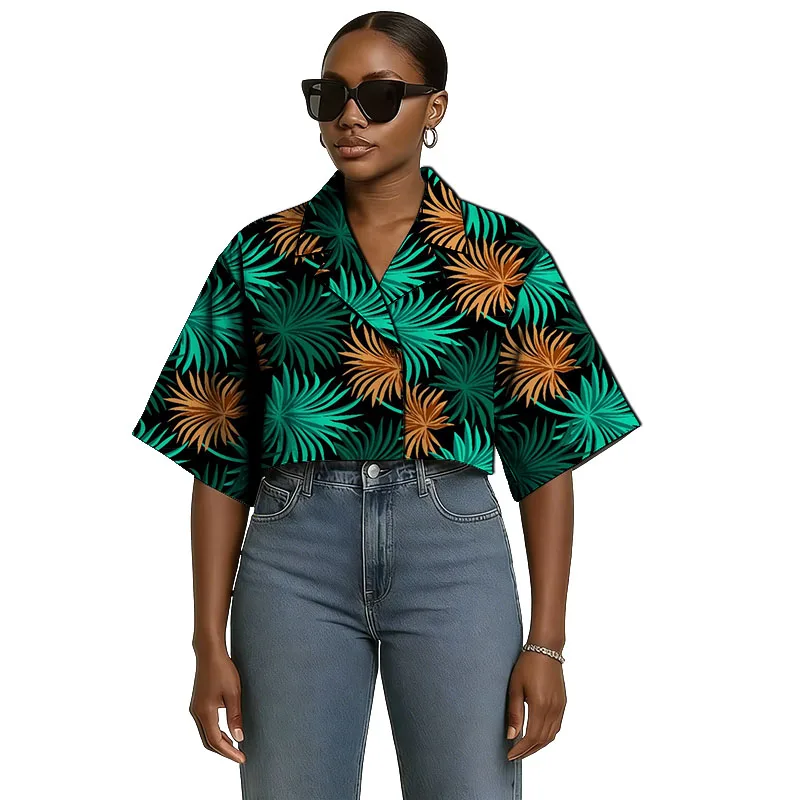 Colorful Print African Couture Women's Tops Half Sleeved Original Design Lapel Blouse Party Wear Tailored
Colorful Print African Couture Women's Tops Half Sleeved Original Design Lapel Blouse Party Wear Tailored