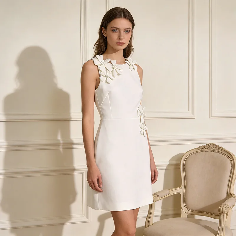 High Quality 3D Flower Hip Hugging Dresses Spring Women Sleeveless Round Neck Backless Dress High Waist Slim Straight Mini Dress
High Quality 3D Flower Hip Hugging Dresses Spring Women Sleeveless Round Neck Backless Dress High Waist Slim Straight Mini Dress