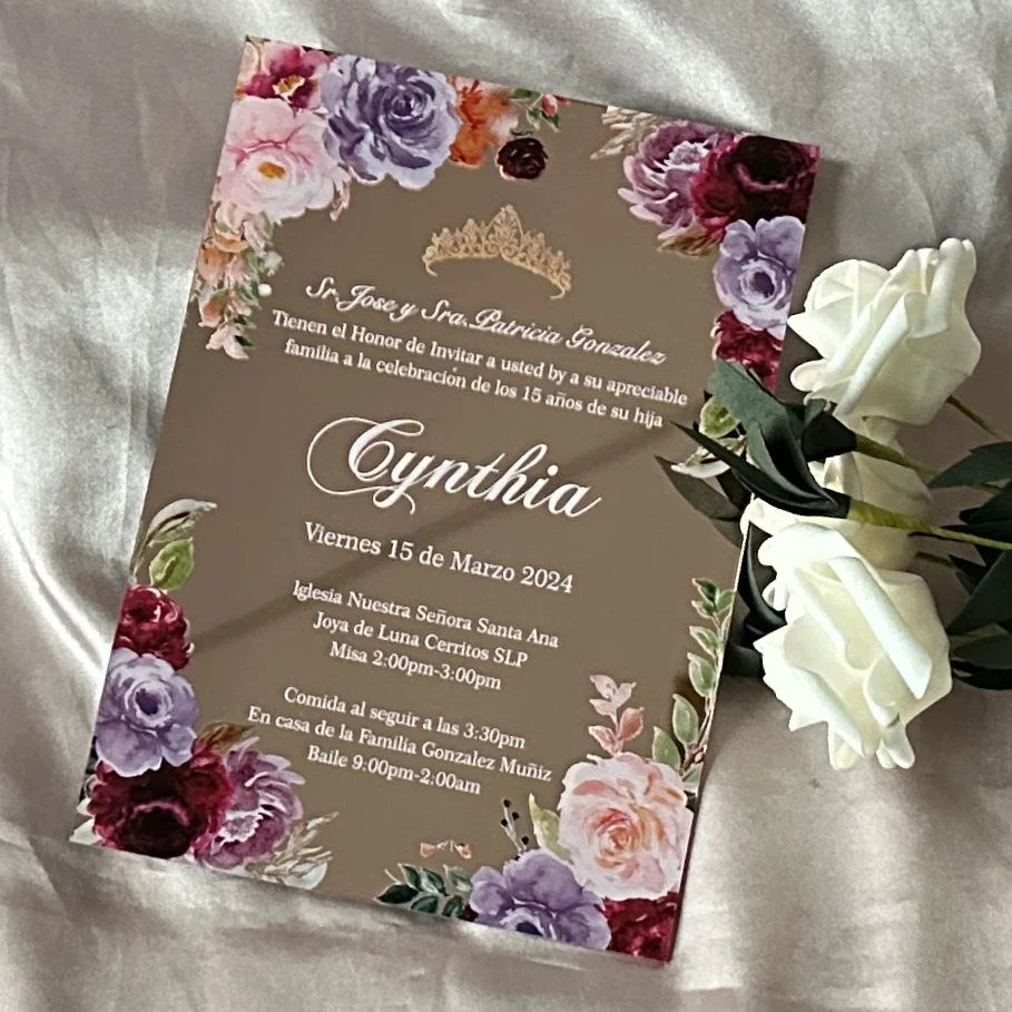 10pcs Custom Mirror Rose Gold Acrylic Quinceanera Invitation,Gold Sweet Birthday Invitations Cards for Party Gift Decoration
10pcs Custom Mirror Rose Gold Acrylic Quinceanera Invitation,Gold Sweet Birthday Invitations Cards for Party Gift Decoration