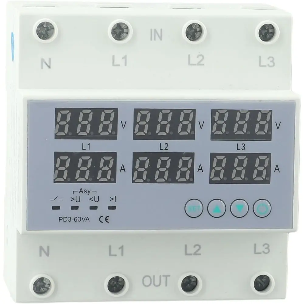 Трехфазный цифровой реле-ограничитель (защита от перенапряжения и пониженного напряжения) 63А, регулируемый, с креплением на DIN-рейку или на направляющую 35 мм, AC220V/380V (6-ти фазный)
Трехфазный цифровой реле-ограничитель (защита от перенапряжения и пониженного напряжения) 63А, регулируемый, с креплением на DIN-рейку или на направляющую 35 мм, AC220V/380V (6-ти фазный)