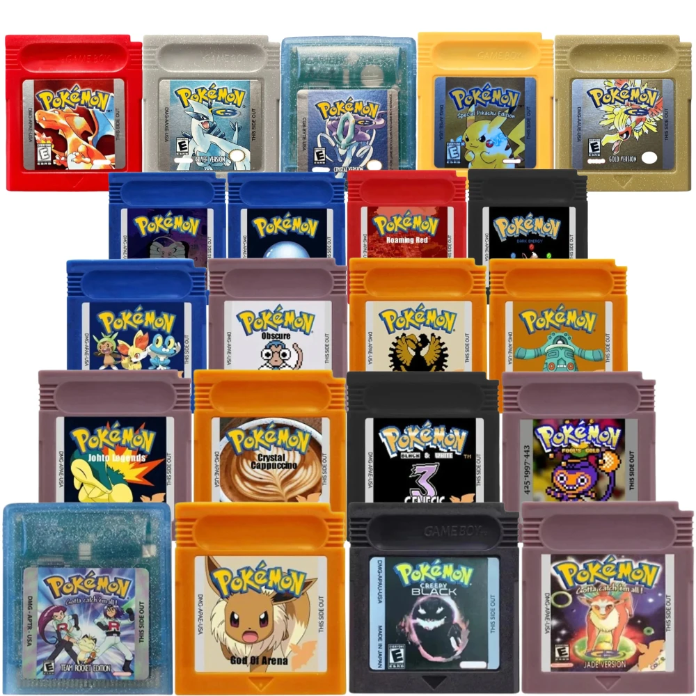 27 Styles GBC Pokemon Series Game Cartridge Roaming Red Factory Adventure Gold 97 Reforged Creepy Black Jade USA Version
27 Styles GBC Pokemon Series Game Cartridge Roaming Red Factory Adventure Gold 97 Reforged Creepy Black Jade USA Version