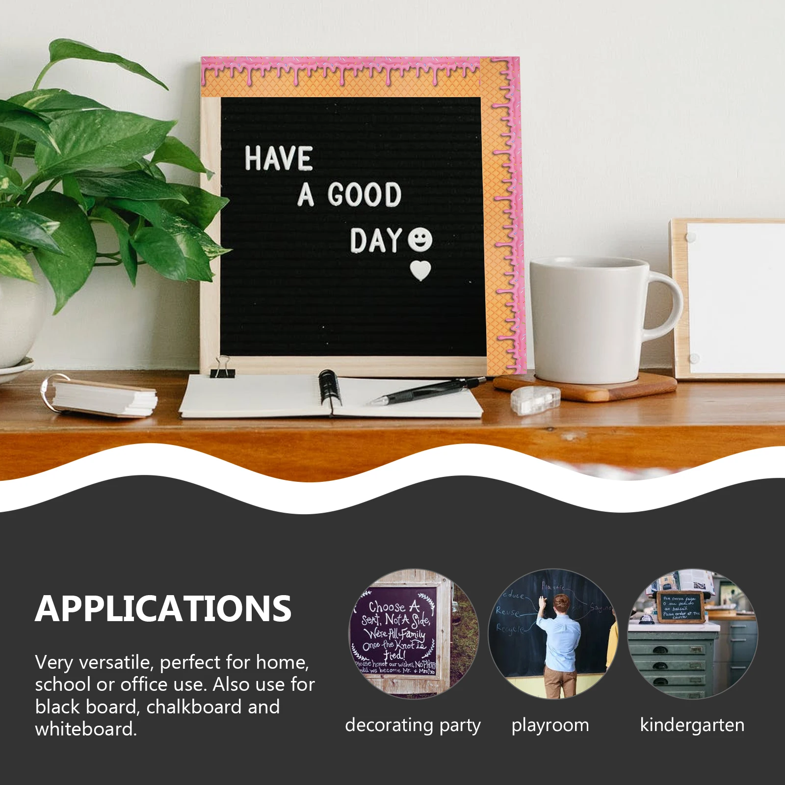 2pcs Ice Cream Border Sticker 2 Rolls Blackboard Decor Copper Plate Borders Decals Bulletin Board Classroom Office Wall
2pcs Ice Cream Border Sticker 2 Rolls Blackboard Decor Copper Plate Borders Decals Bulletin Board Classroom Office Wall