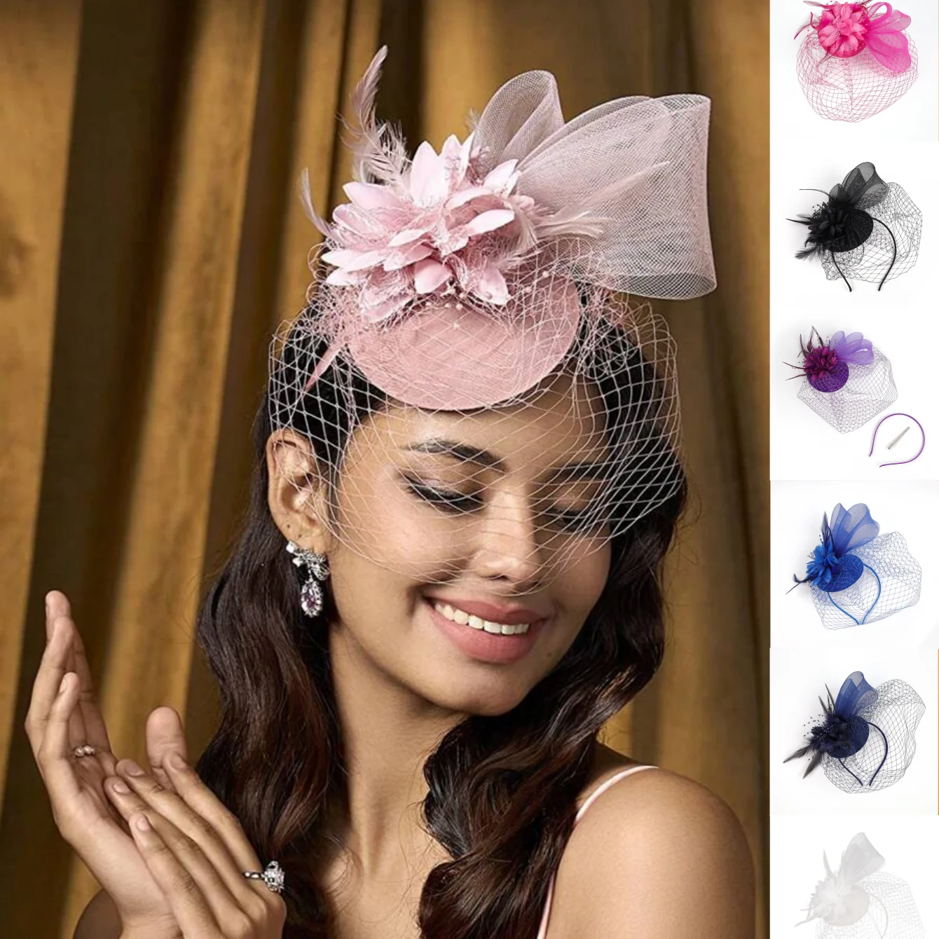Bride Top Hat Feather Fascinator Hat for Women Weddings Fascinators Tea Party Elegant Feather Veil Headdress Hair accessories
Bride Top Hat Feather Fascinator Hat for Women Weddings Fascinators Tea Party Elegant Feather Veil Headdress Hair accessories