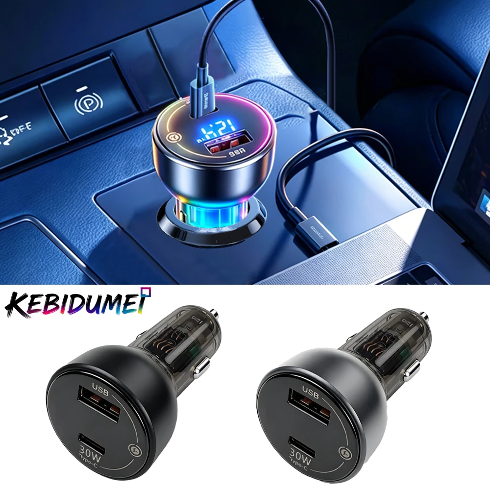55W Car Charger PD QC3.0 USB Type-C Fast Charging Charge Adapter Cigarette Lighter Plug with Digital Display Car Accessories
55W Car Charger PD QC3.0 USB Type-C Fast Charging Charge Adapter Cigarette Lighter Plug with Digital Display Car Accessories