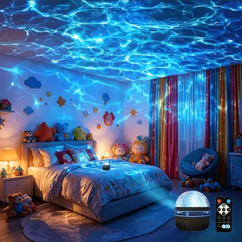 RGB Galaxy Star Ocean Wave Projector Water Ripple Night Light Starry Sky Ceiling Projection Lamp for Bedroom Party Decor