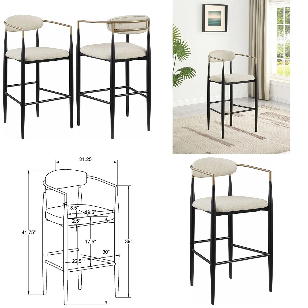 Stools Set of 6, 30 Inches Counter Height Bar Stools with Back, Modern Faux Leather Barstools with Metal Legs and Footrest, Bar
Stools Set of 6, 30 Inches Counter Height Bar Stools with Back, Modern Faux Leather Barstools with Metal Legs and Footrest, Bar