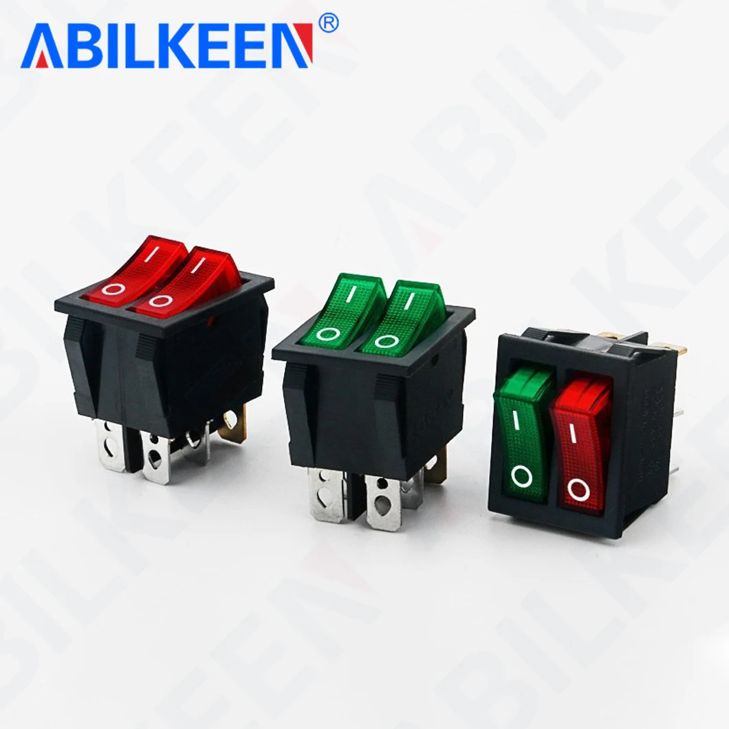 50PCS/LOT ABILKEEN KCD4-2101N Rocker Toggle Switch DPDT 6Pin Terminal ON-OFF KCD4 Rocker Switch 16A250VAC with LED Light
50PCS/LOT ABILKEEN KCD4-2101N Rocker Toggle Switch DPDT 6Pin Terminal ON-OFF KCD4 Rocker Switch 16A250VAC with LED Light