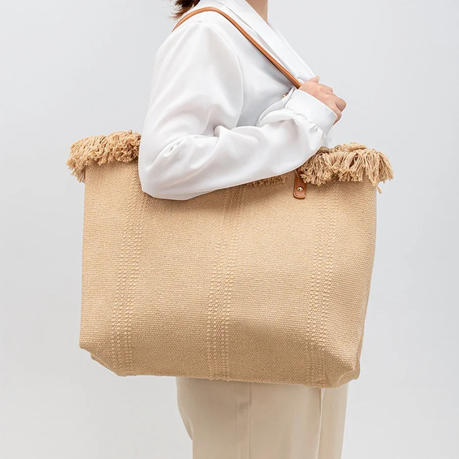 Canvas Tote Bag Woven Women's Bag Summer New Large Capacity Tassel Commuter Shoulder Bag Female Travel Purse And Handbags Bolsas
Canvas Tote Bag Woven Women's Bag Summer New Large Capacity Tassel Commuter Shoulder Bag Female Travel Purse And Handbags Bolsas