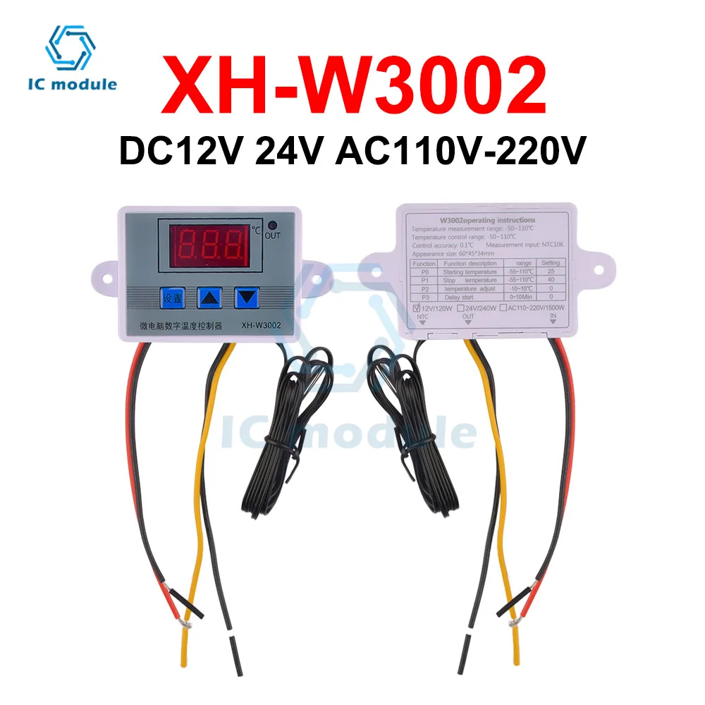 XH-W3002 Temperature Controller AC110V-220V DC12V/24V LED Digital Control Thermostat Microcomputer Switch Thermoregulator Sensor
XH-W3002 Temperature Controller AC110V-220V DC12V/24V LED Digital Control Thermostat Microcomputer Switch Thermoregulator Sensor
