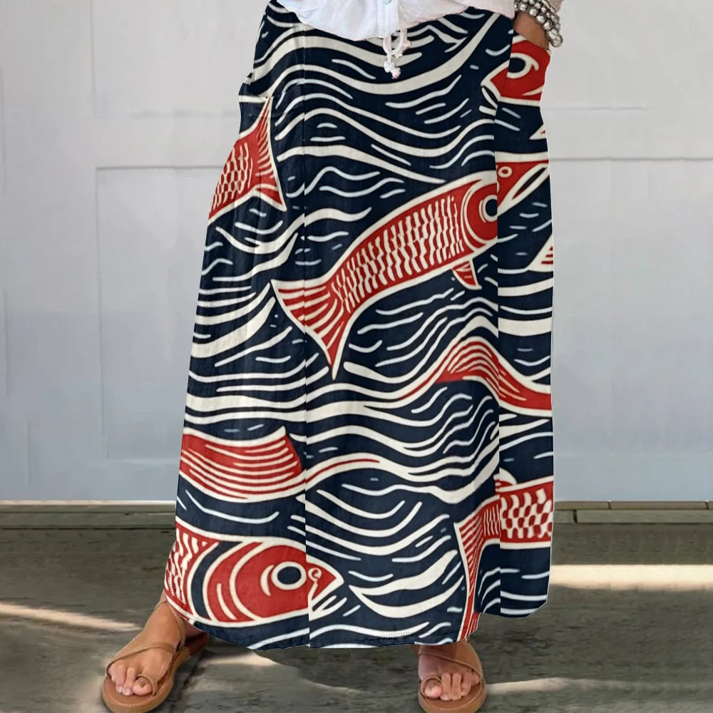 Harajuku FIsh Ankle-Length Skirt Women's Boho Maxi Skirt Fashion Salmon Dress Kawaii Pockets Casual Comfort Vacation Outfits
Harajuku FIsh Ankle-Length Skirt Women's Boho Maxi Skirt Fashion Salmon Dress Kawaii Pockets Casual Comfort Vacation Outfits