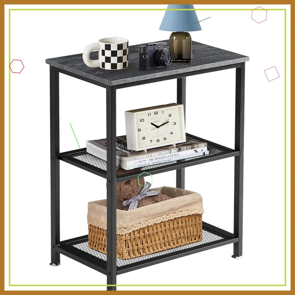 Industrial Tall End Table with 3-Tier Storage Shelf, 30" Height Nightstand for Bedroom Living Room, Easy Assembly, Carbon Grey
Industrial Tall End Table with 3-Tier Storage Shelf, 30" Height Nightstand for Bedroom Living Room, Easy Assembly, Carbon Grey