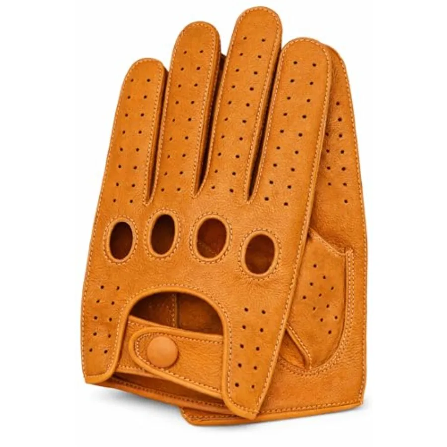 Men's Leather Driving Gloves Genuine Cowhide, Black Breathable Perforated for Driving Motorcycle Riding
Men's Leather Driving Gloves Genuine Cowhide, Black Breathable Perforated for Driving Motorcycle Riding