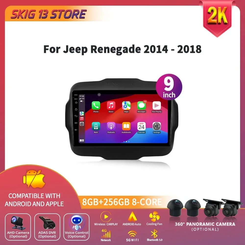 Android 14 Car Radio for Jeep Renegade 2014-2018 Wireless Multimedia Carplay Stereo Navigation GPS 4G WIFI 9INCH Screen 
Android 14 Car Radio for Jeep Renegade 2014-2018 Wireless Multimedia Carplay Stereo Navigation GPS 4G WIFI 9INCH Screen