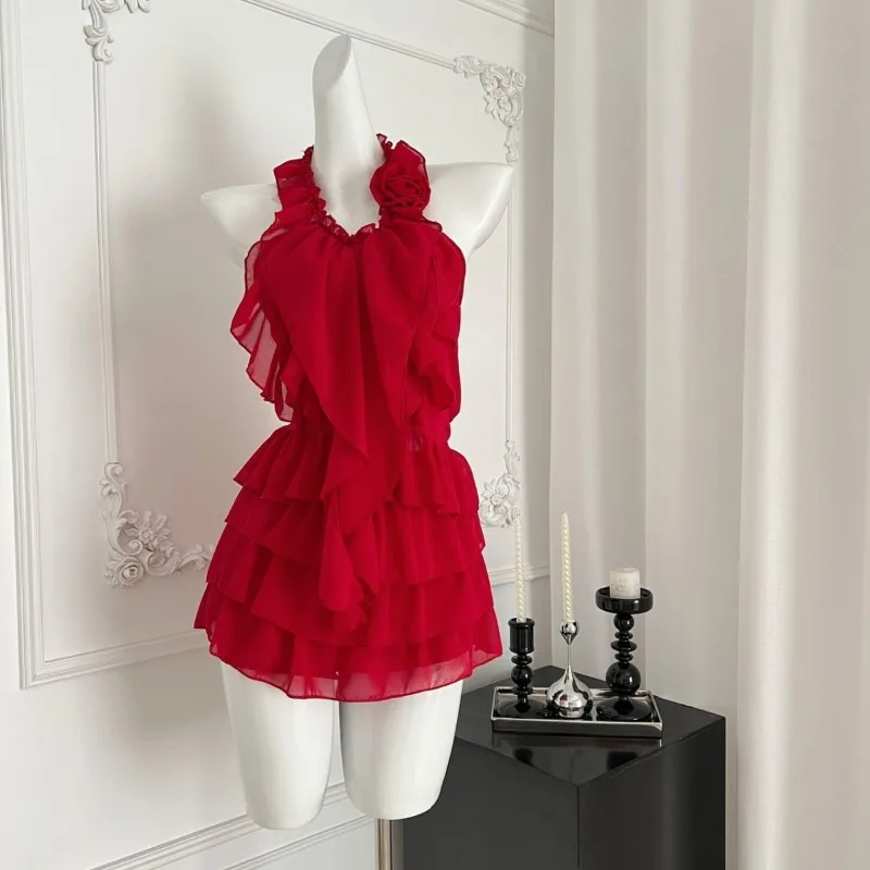 Summer Women Two Piece Set Corset Dress Lace Up Sleeveless Cute Girl Outfit Blue White Fairy Style Ruffle Skirt Kawaii Sweet New
Summer Women Two Piece Set Corset Dress Lace Up Sleeveless Cute Girl Outfit Blue White Fairy Style Ruffle Skirt Kawaii Sweet New