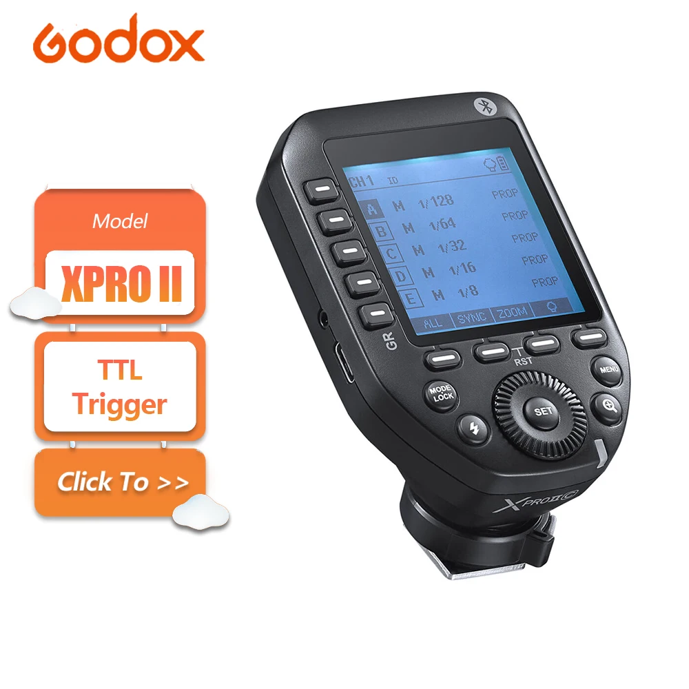 Godox XPro II 2.4G TTL Wireless Flash Trigger with LCD Display Bluetooth for Sony Nikon Canon Fujifilm Olympus Camera
Godox XPro II 2.4G TTL Wireless Flash Trigger with LCD Display Bluetooth for Sony Nikon Canon Fujifilm Olympus Camera