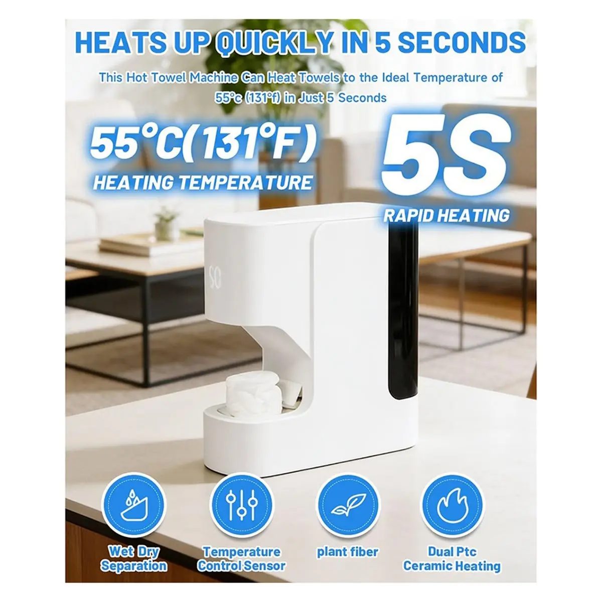 ABZJ Hot Face Towel Heater Machine,55°C Constant Temperature,5-Second Warmth,Smart Voice Alerts,Towel Warmer US Plug
ABZJ Hot Face Towel Heater Machine,55°C Constant Temperature,5-Second Warmth,Smart Voice Alerts,Towel Warmer US Plug
