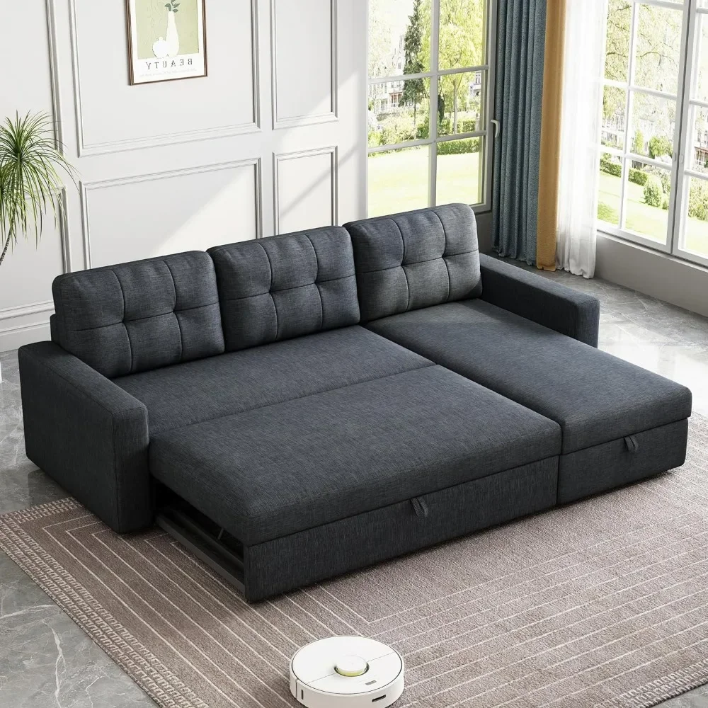 Sleeper Sectional Sofa w/Storage Chaise and Pull, Breathable Fabric Convertible Couch Bed with 3 Movable Back
Sleeper Sectional Sofa w/Storage Chaise and Pull, Breathable Fabric Convertible Couch Bed with 3 Movable Back